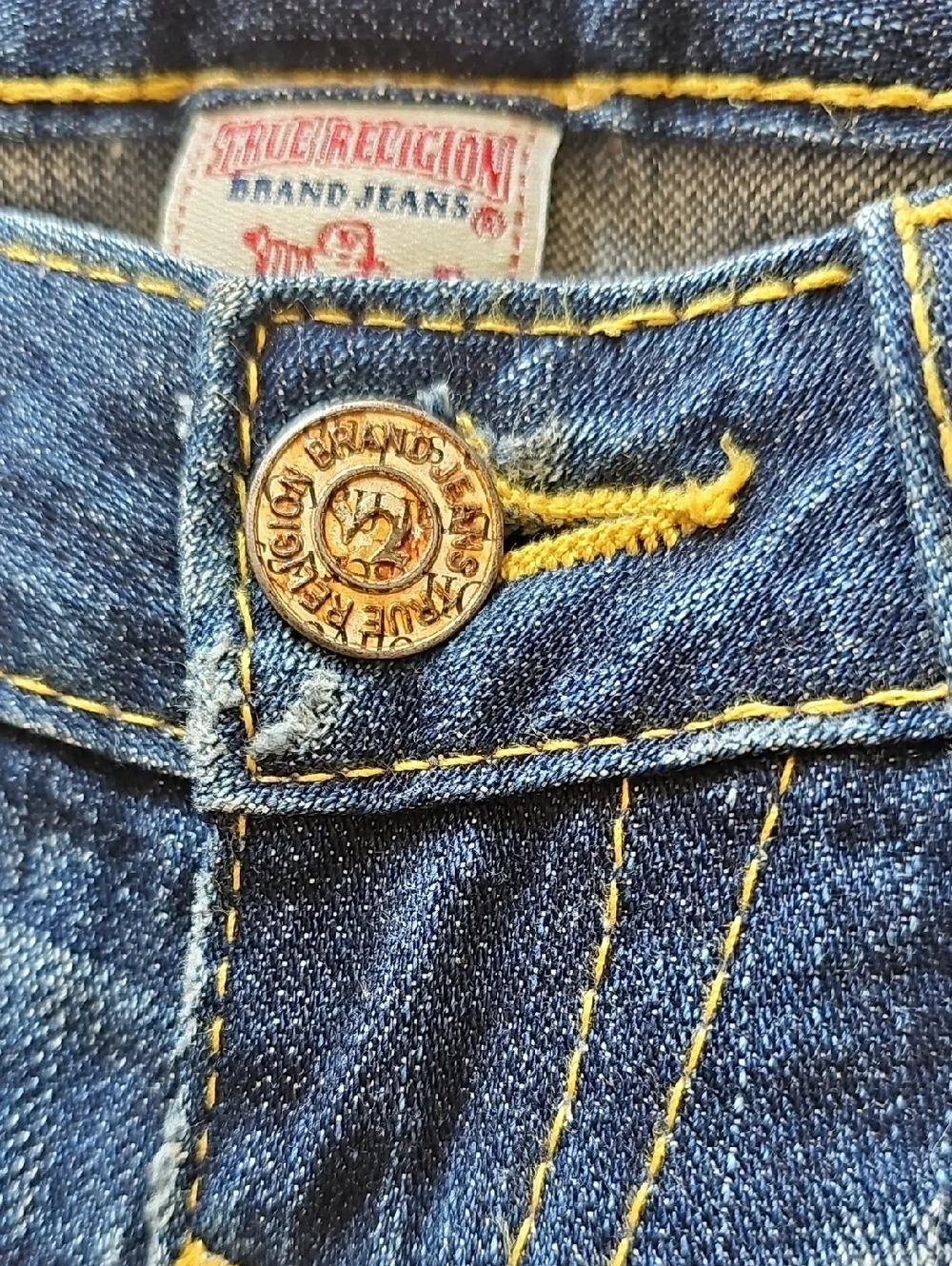 Y2K True Religion Low Rise Billy Skull Tab Roses Jeans, Sz 23 - Picture 7 of 16